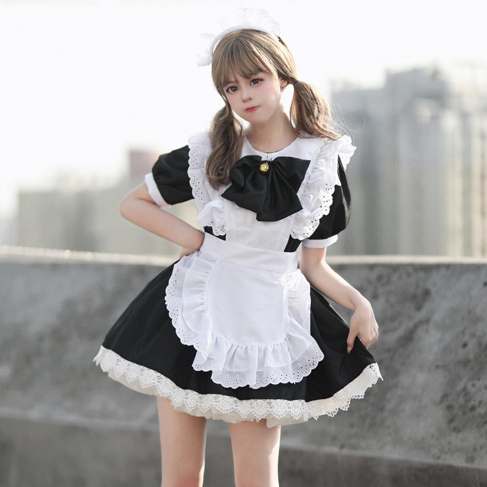 新品 [FULINE] メイド服 メイドコスプレ メイド仮装 メイドコスチューム メイド 女装 半袖 ショート丈 可愛いメイド 萌え メイドカフェ 喫茶店 こすぷれ イベント パーティー 学園祭 撮影 文化祭 ハロウィン コンカフェ オタクダンス服