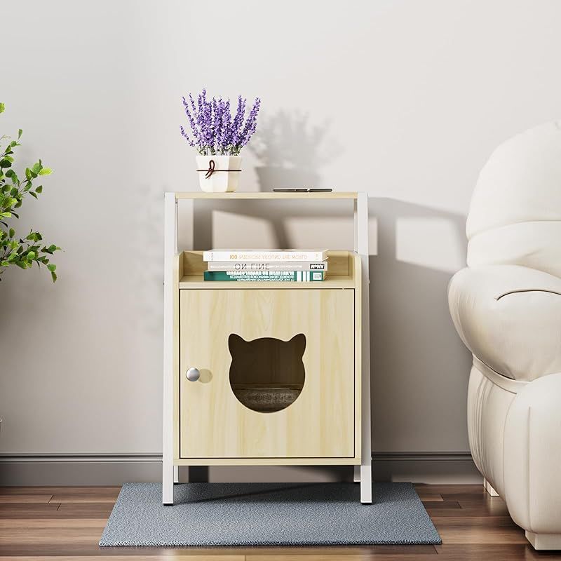 新着商品 Iseebiz サイドテーブル ナイトテーブル ベッド横 多機能 猫ハウス キャットハウス 猫小屋 ベッドサイドテーブル 収納 棚 ベッド周り収納 玄関収納 おしゃれ 組立簡単 リビング ベッドルーム 木製 高さ60×幅42.5×奥行30cm