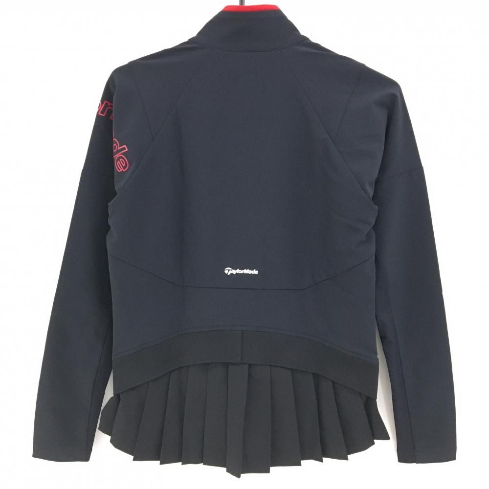 美品　テーラーメイド　ジャケット　ブルゾン　アウター　かわいい　プリーツ　M 超美品】テーラーメイド ブルゾン 黒 ロゴレッド 背面裾プリーツ
