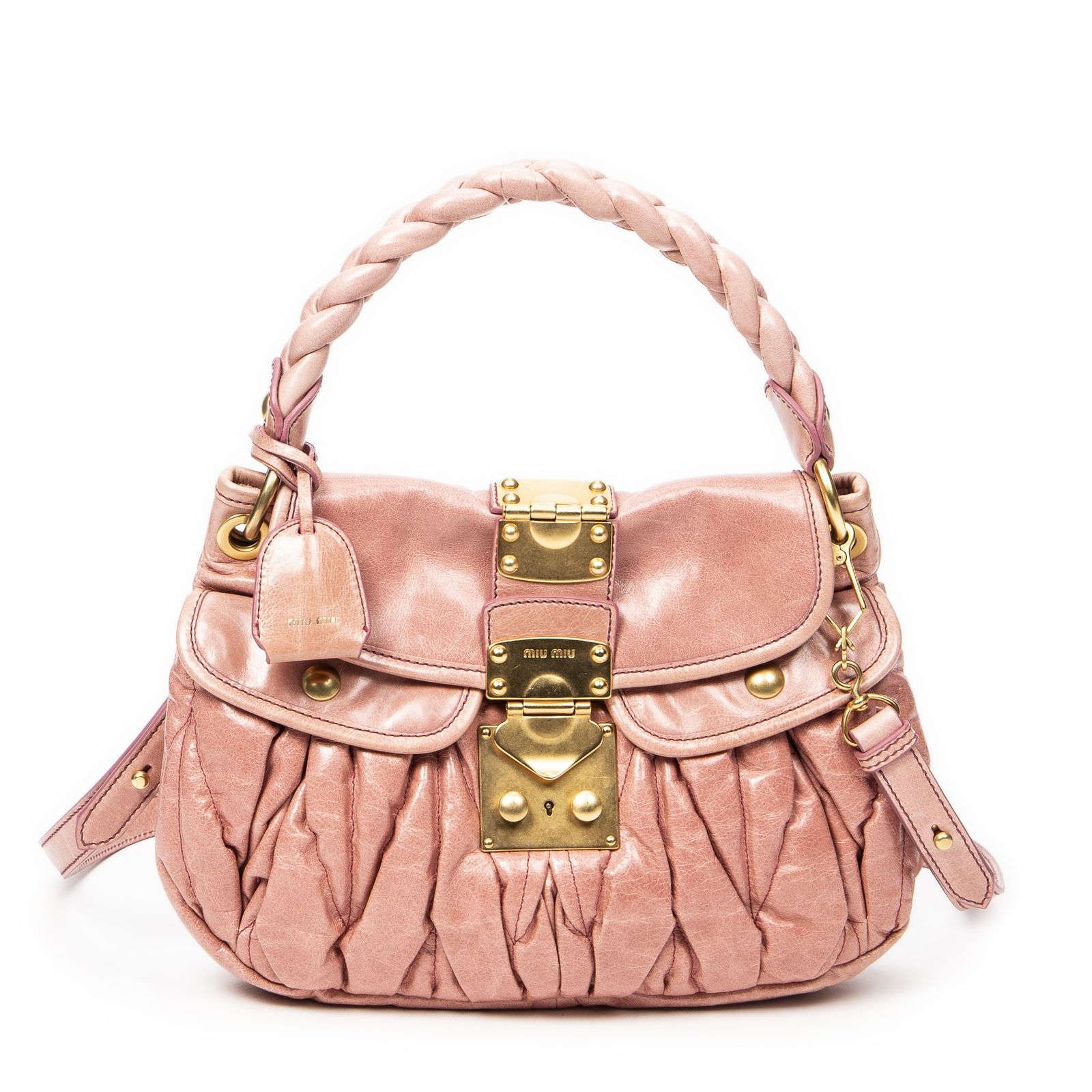 MIU MIU ミュウミュウピンクマトラッセ ラックス レザーA