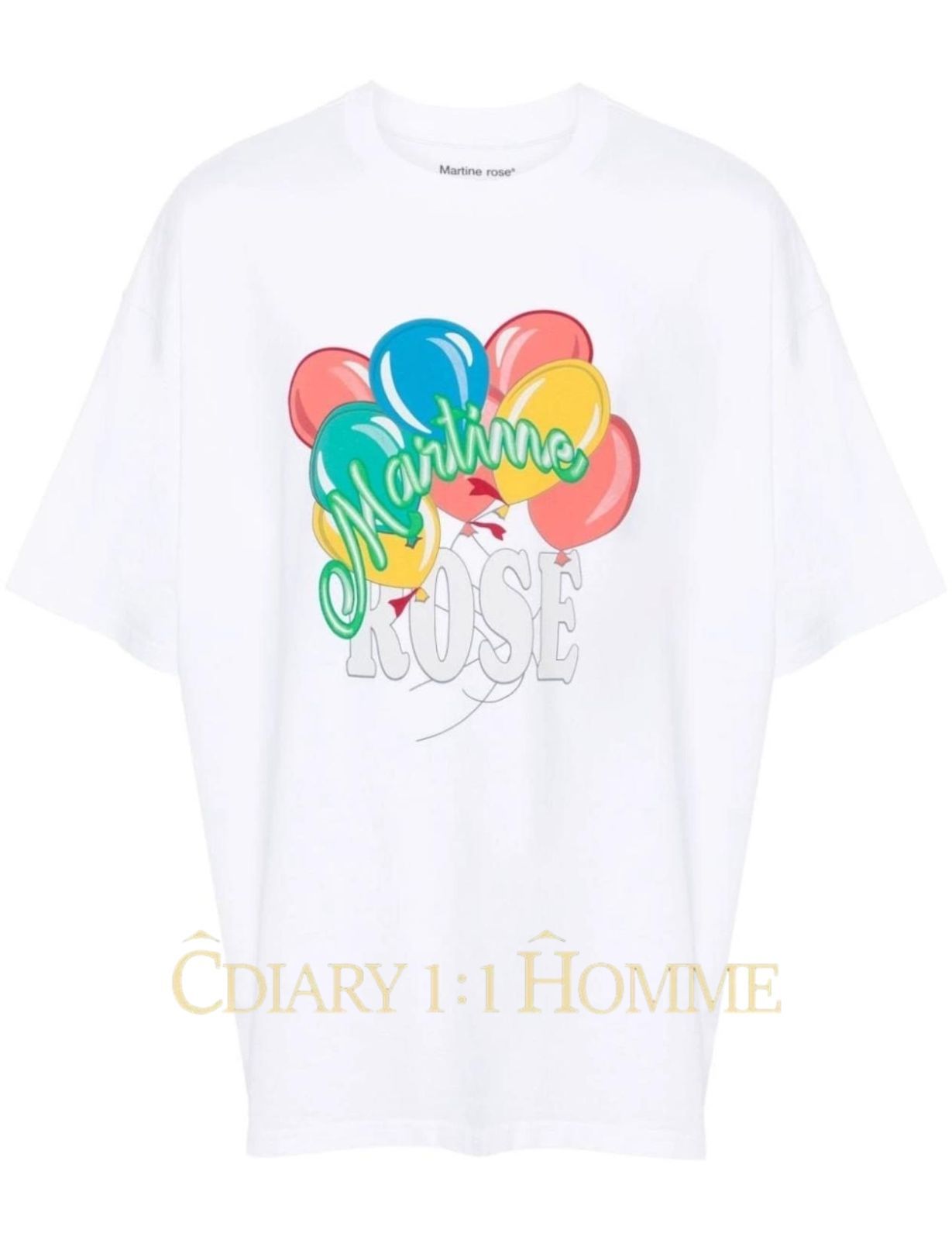 MARTINE ROSE OVERSIZED S/S BALLOONS-PRINT T-SHIRT in WHITE