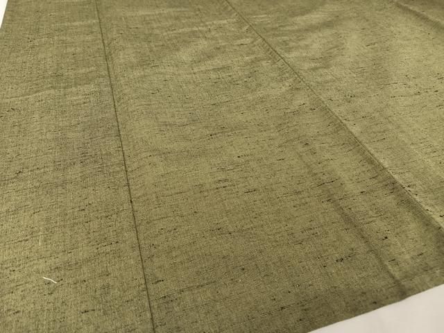 平和屋着物▽男性 紬 アンサンブル 長襦袢(単衣)セット 単衣 草色 正絹