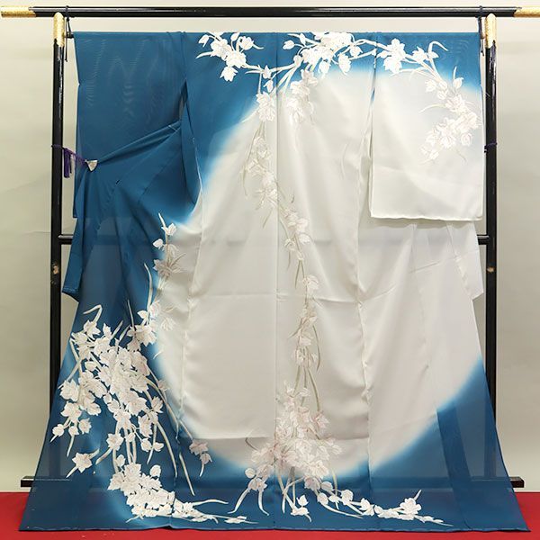 【和遊館】EHC969　夏物仕立付！超細密手刺繍『尾峨佐染繍』「五泉」駒絽訪問着 京の名匠 尾峨佐染繍総手刺繍駒絽訪問着◇五泉駒絽地白緑色 ライト