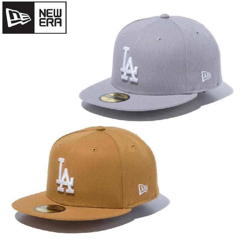NEWERA ニューエラ ロサンゼルス ドジャース LA 59FIFTY CAP キャップ 帽子 大谷翔平 MLB メジャーリーグ 刺繍 ロゴ コラボ 野球 ベースボール メンズ レディース ユニセックス グレー ウィート キャメル