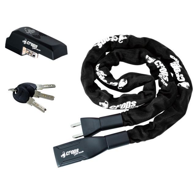 クロップス(crops) CROPS クロップス K4-66+ライオンアラーム 自転車用チェーンロックu0026amp;振動センサー内臓警報機セット ブラック チェーンロック K4-66+ライオンアラーム