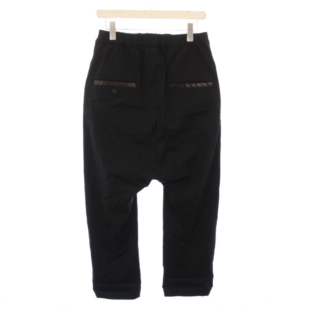 イサムカタヤマバックラッシュ ISAMU KATAYAMA BACKLASH サルエルパンツ イージー スラックス ウエストゴム ストレッチ ワンカラー 無地 シルク混 S 黒 ブラック |BB