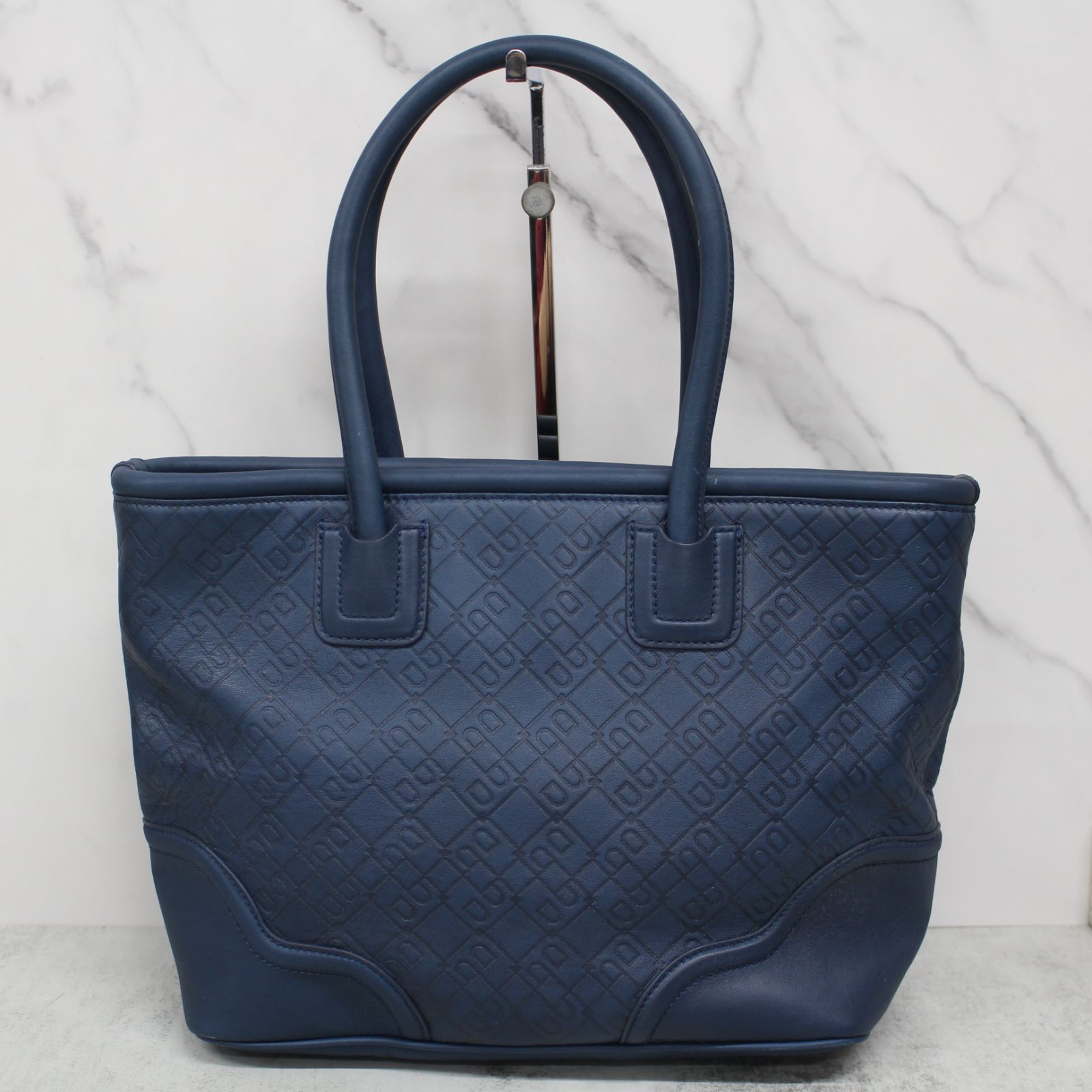 BALLY トートバック S728)BALLY/バリー トートバッグ オールレザー ブルー ロゴ