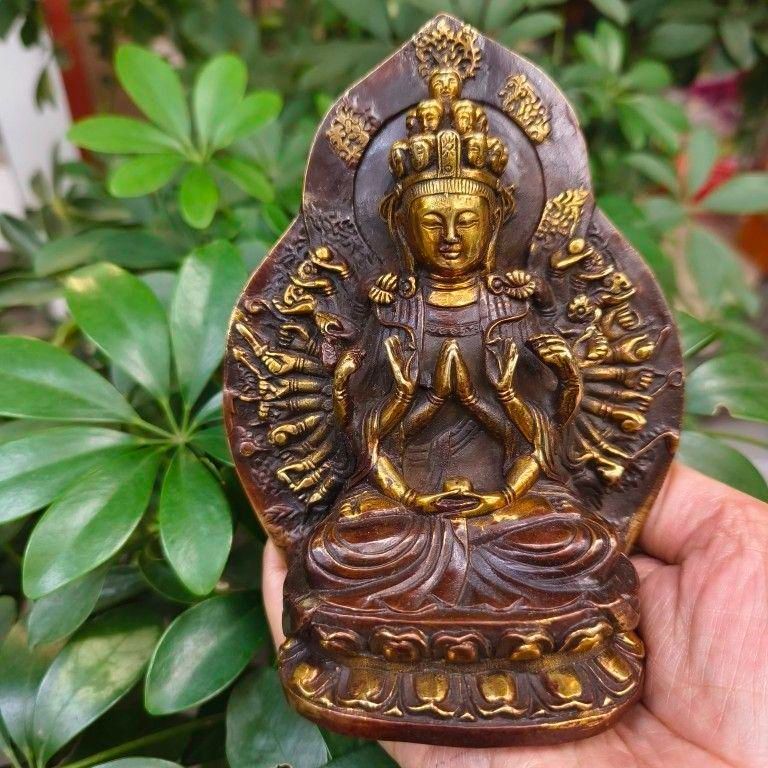 仏像 三面観音 仏堂供養観音三聖仏像 鎮宅 辟邪 開運 風水 招財 工芸品 置物 仏教美術 三面仏娑婆三聖仏像 釈迦牟尼仏 観音菩薩 地蔵王菩薩