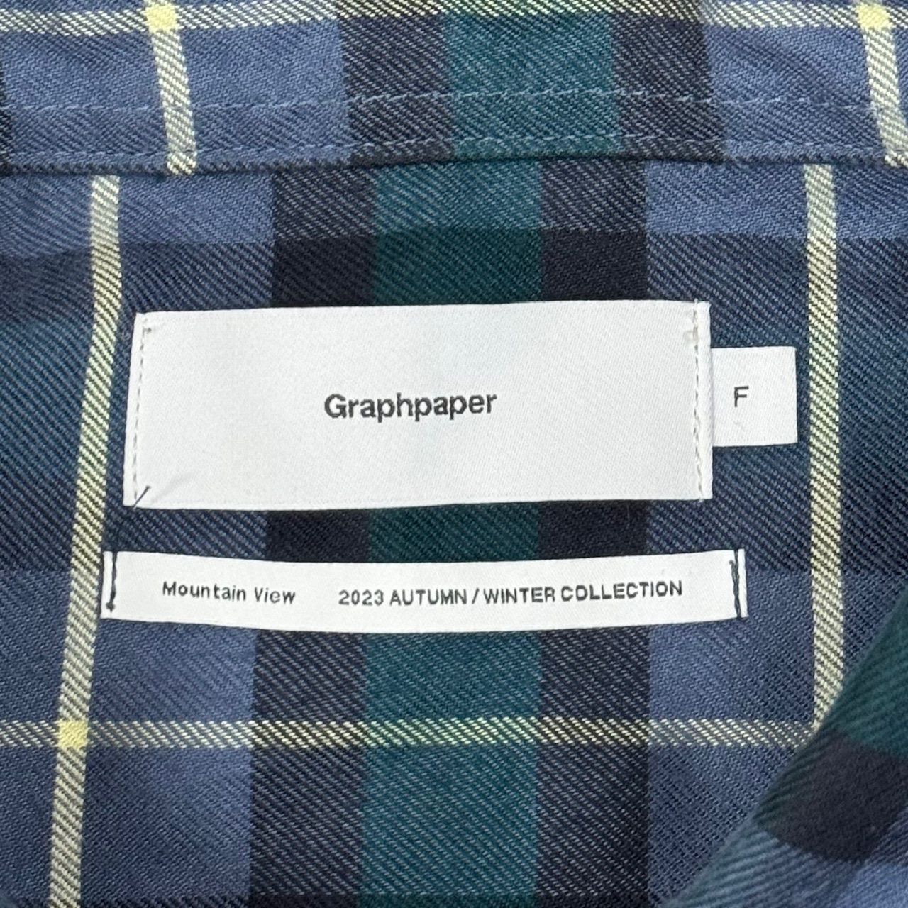 定価35200円 Graphpaper 23AW Check Flannel Oversized Regular Collar Shirt  チェックフランネルレギュラーカラーシャツ グラフペーパー GM233-50284 ネイビー系 FREE 62515A6