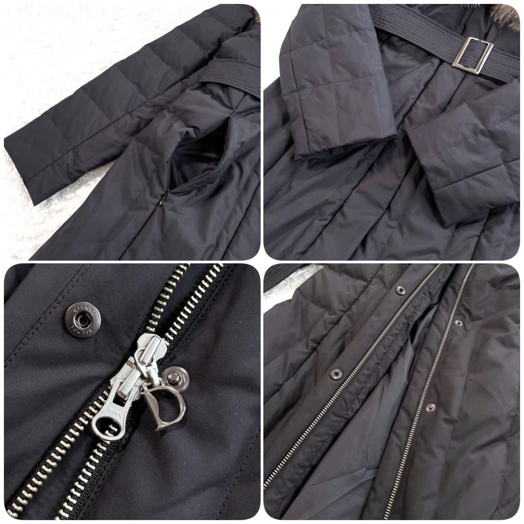 【美品】ダーマコレクション　ダウンジャケット　シルバーフォックス　撥水加工 ダーマコレクション ネイビー ダウンジャケット シルバーFOXファー付