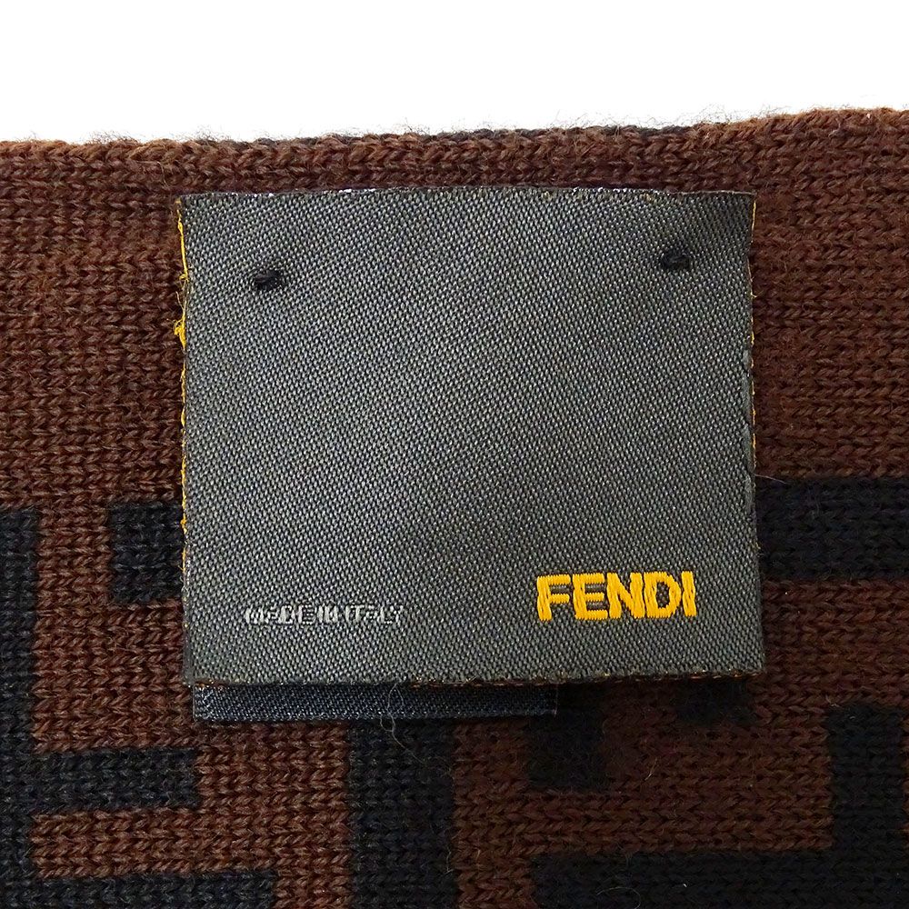 美品 FENDI フェンディ　ズッカ柄 ウールマフラー　ブラウン　ブラック フェンディ FENDI マフラー レディース ブランド ストール