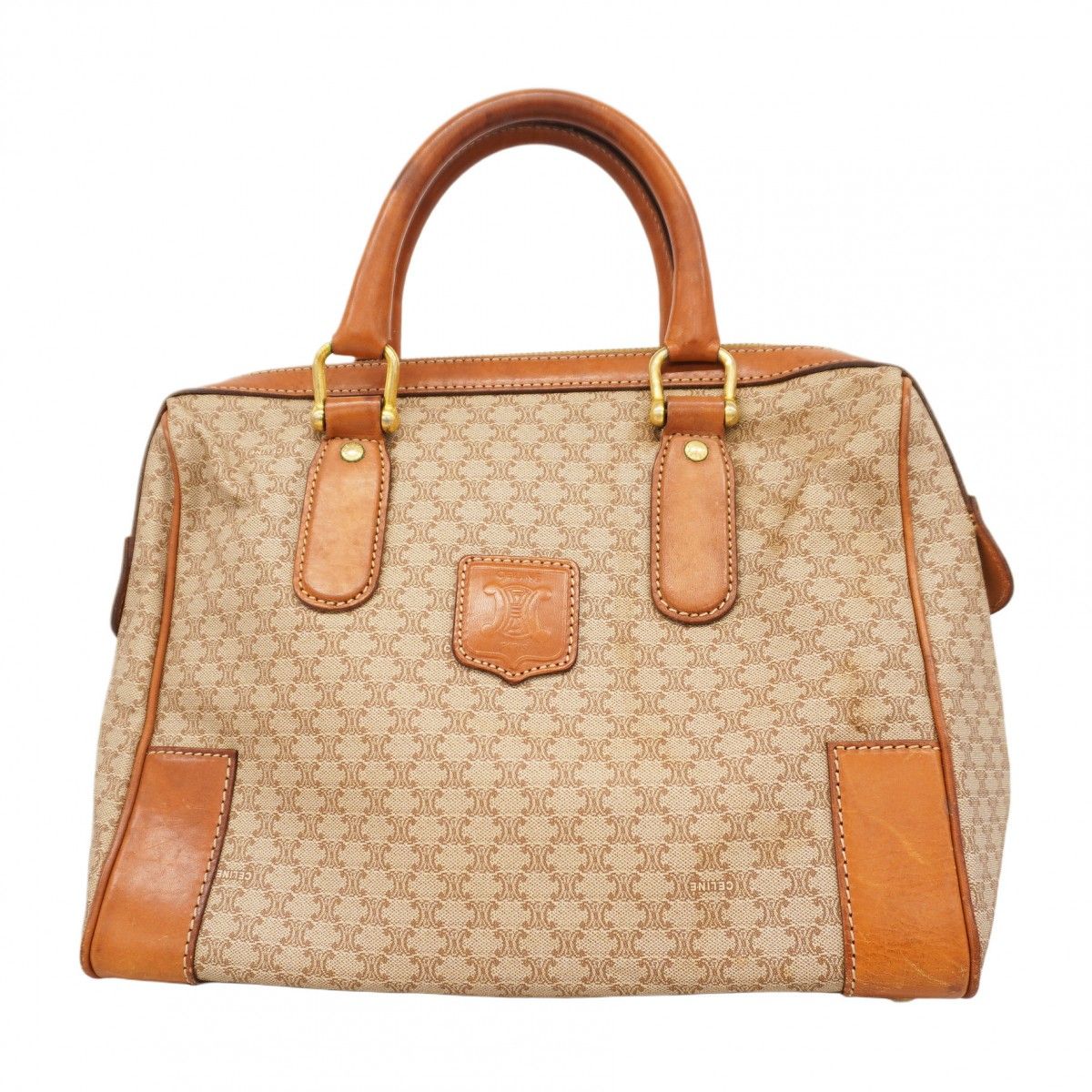 CELINE セリーヌ マカダム ハンドバッグ トート ブラウン ビンテージ 