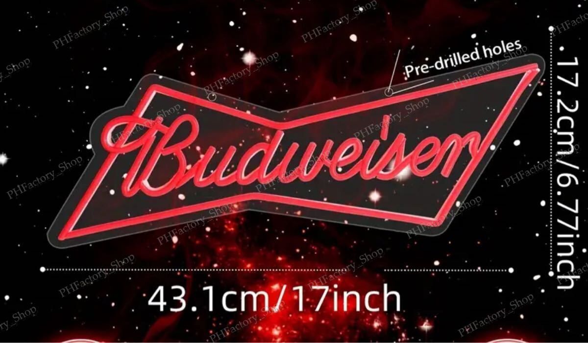バドワイザー LED ネオンサイン ガレージ 装飾 おしゃれ BAR 照明 バドワイザー BUDWEISER LED ネオンサイン ビール BAR 照明