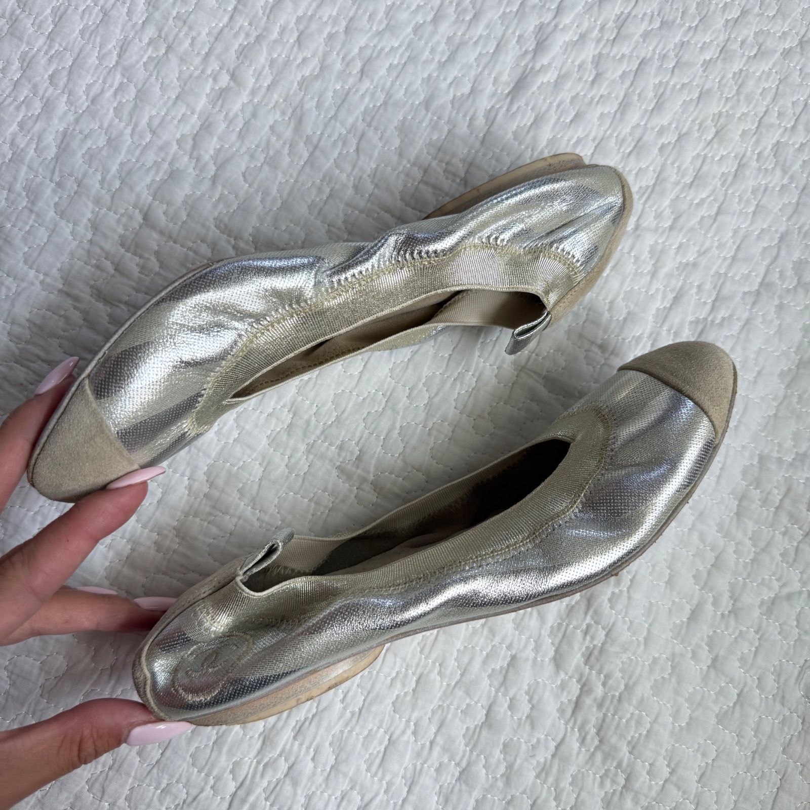 CHANEL シャネル ココマーク バレエシューズ レザー スエード パンプス 