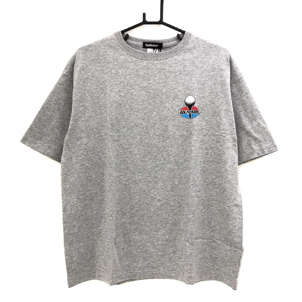 ゴルフィッカーズ Tシャツ 杢グレー 後ビッグプリント メンズ M ゴルフウェア Golfickers