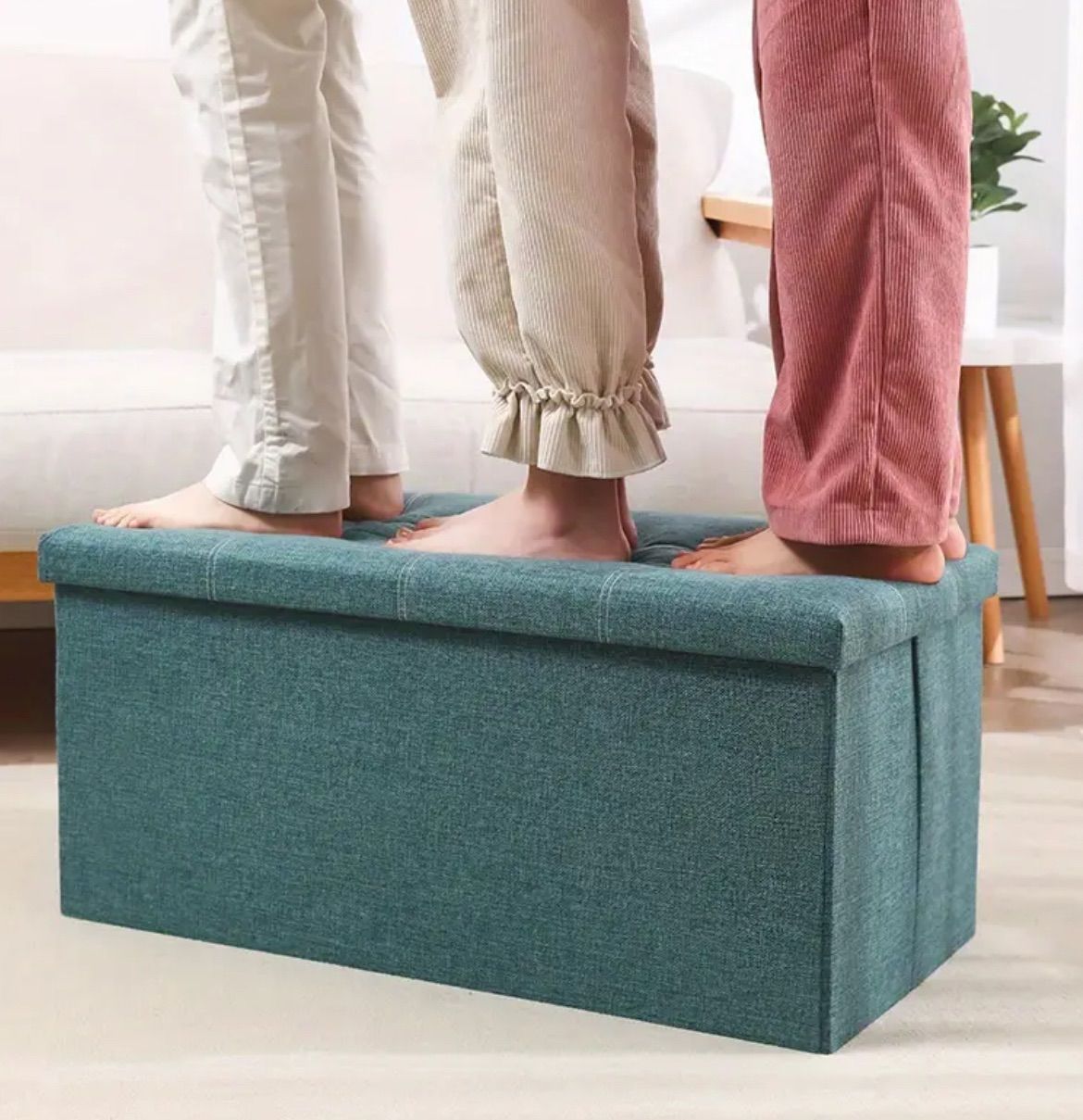 スツール 収納 グリーン ボックス 折りたたみ 高さ40cm 椅子 折り畳み