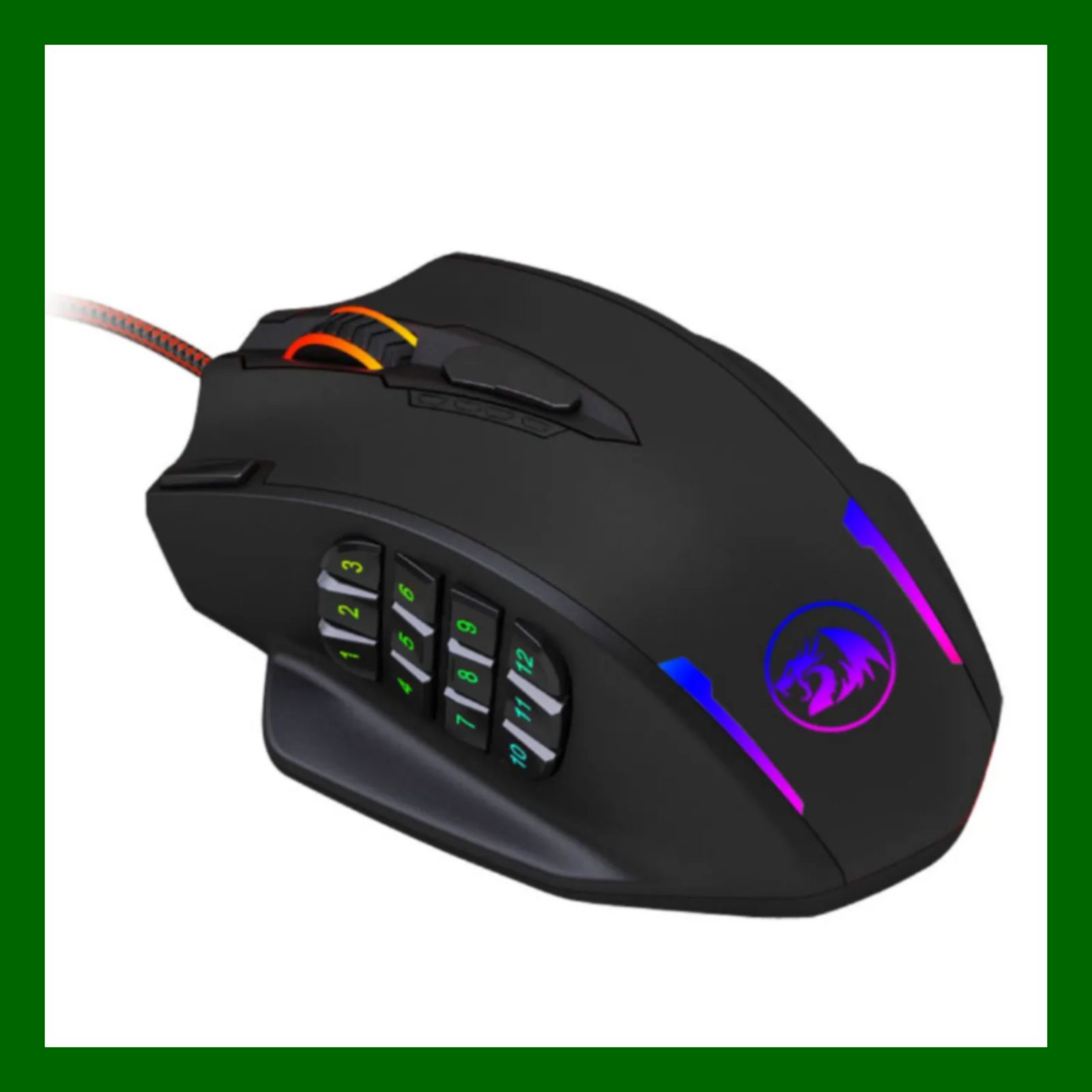 ☆REDRAGON/レッドラゴン 多機能ボタンRGBゲーミングマウス IMPACT☆ M908TI BLACK/黒 Impact RGB LED  MMO 12サイドボタン 光学式有線エルゴノミクスゲーマーマウス 最大12,400DPI コンフォートグリップ - メルカリ