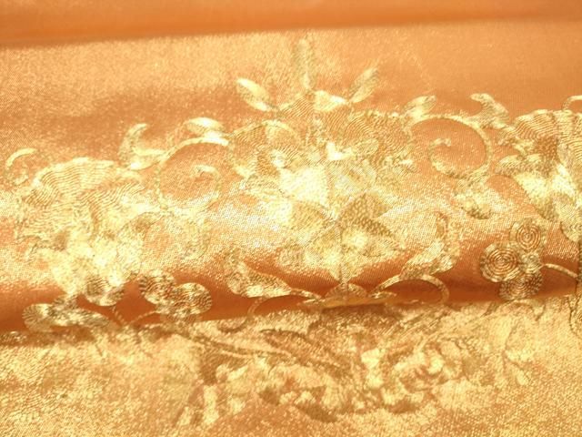 平和屋着物○太鼓柄袋帯 駒刺繍 総刺繍 花唐草文 やまとオリジナル