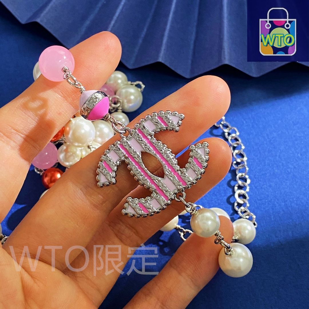 ★ピンクのガラスビーズが綺麗★CHANEL ネックレス 今日特価】CHANEL シャネル 小香風 高級感あふれる ピンクビーズ