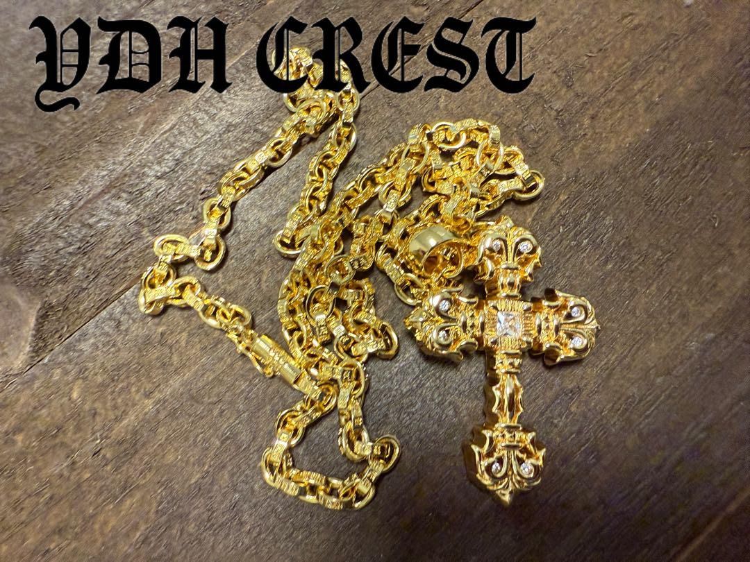 22K金メッキS925 チャクラ型クロス ストーン 刻印有り CKRGT