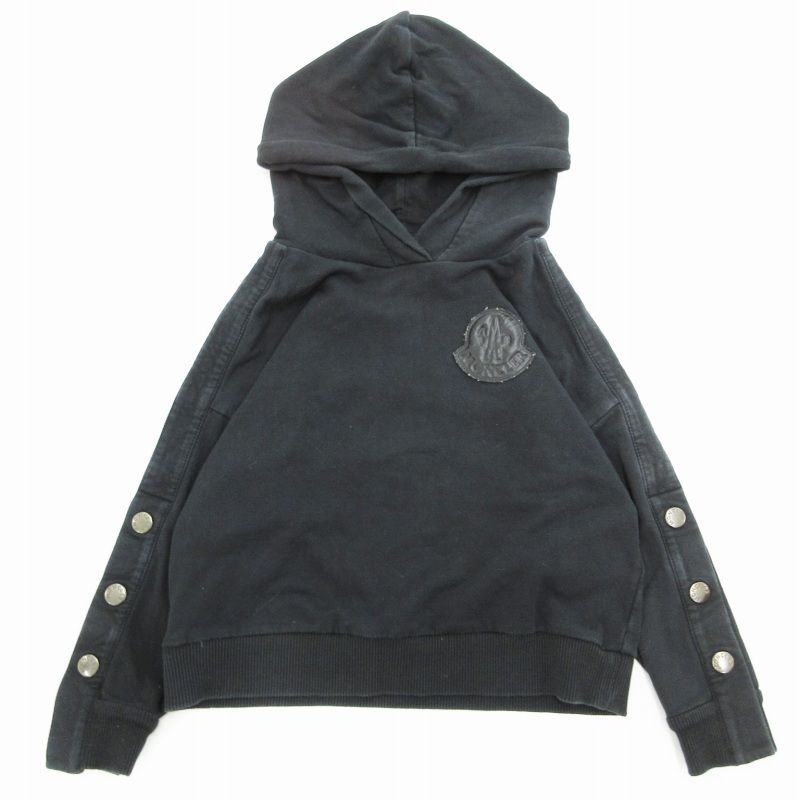 モンクレール MONCLER パーカー フーディー 袖ボタン 4A 100cm 黒 ブラック /BL 1015 IBO55