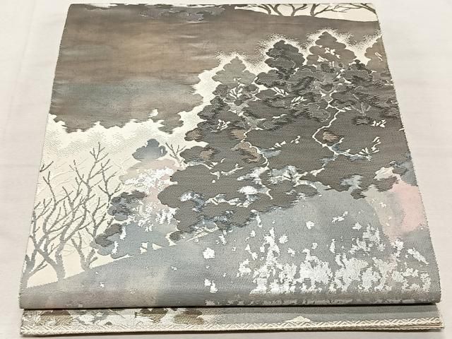 平和屋着物◎西陣　服部織物謹製　全通柄袋帯　樹林文　手工芸　金銀糸　正絹　逸品　CAAT8839qv
