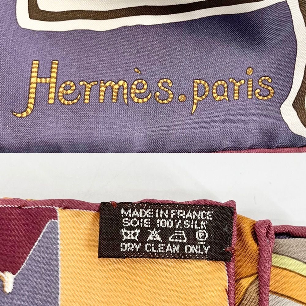 HERMES エルメス スカーフ カレ90 COUPONS INDIENS インドのかけら 大判 ファッションアイテム シルク    オレンジ マルチカラー レディース 定番 美品【品】