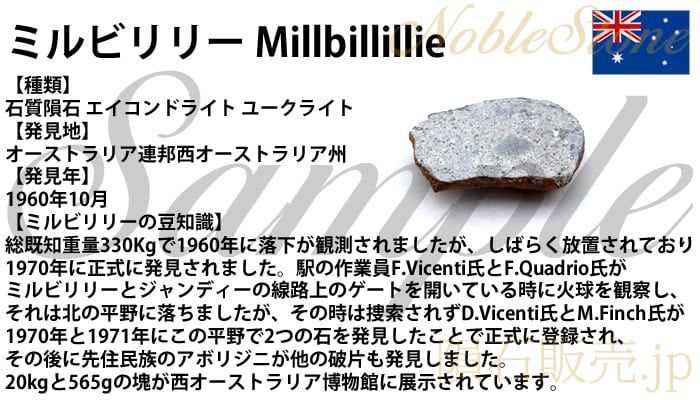 ミルビリリー 3.2g スライス 標本 隕石 エイコンドライト ユークライト Millbillillie No.2 - メルカリ