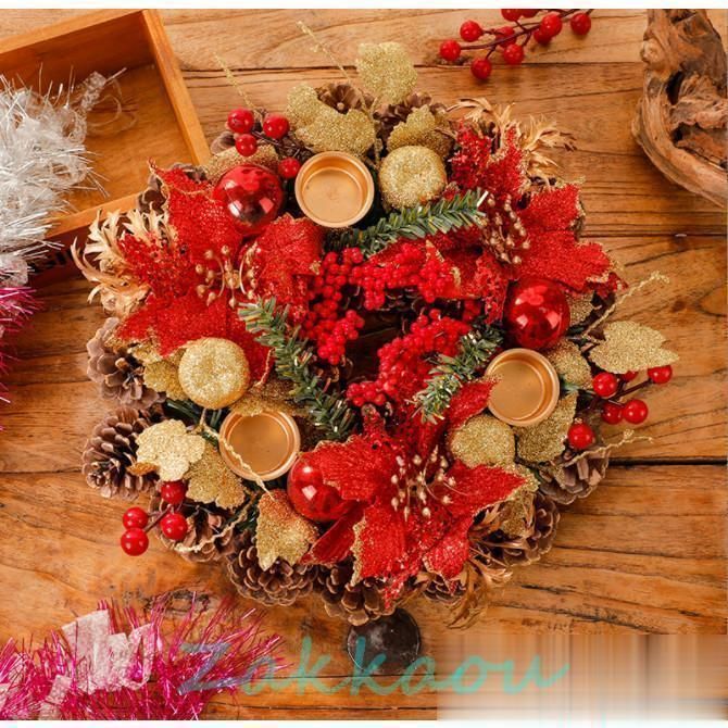 クリスマス花輪 フラワーリース デコレーション マツの実 インテリア 直径21cm 玄関 部屋 ドア 飾り 装飾品 クリスマスプレゼントCYB52今週注目
