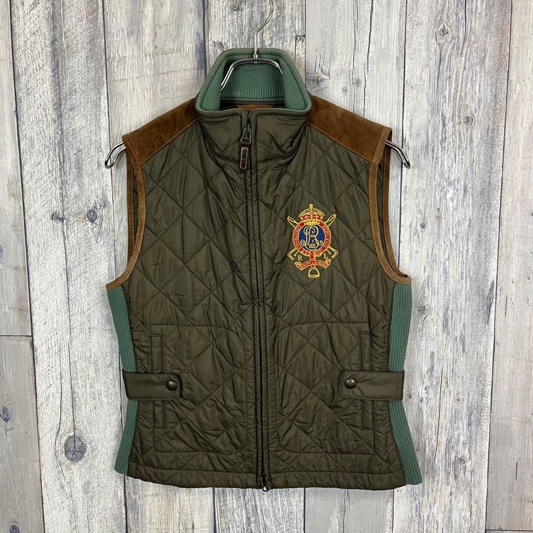RALPH LAUREN ラルフローレン 牛革 切り替え 中綿 ダウンベスト M