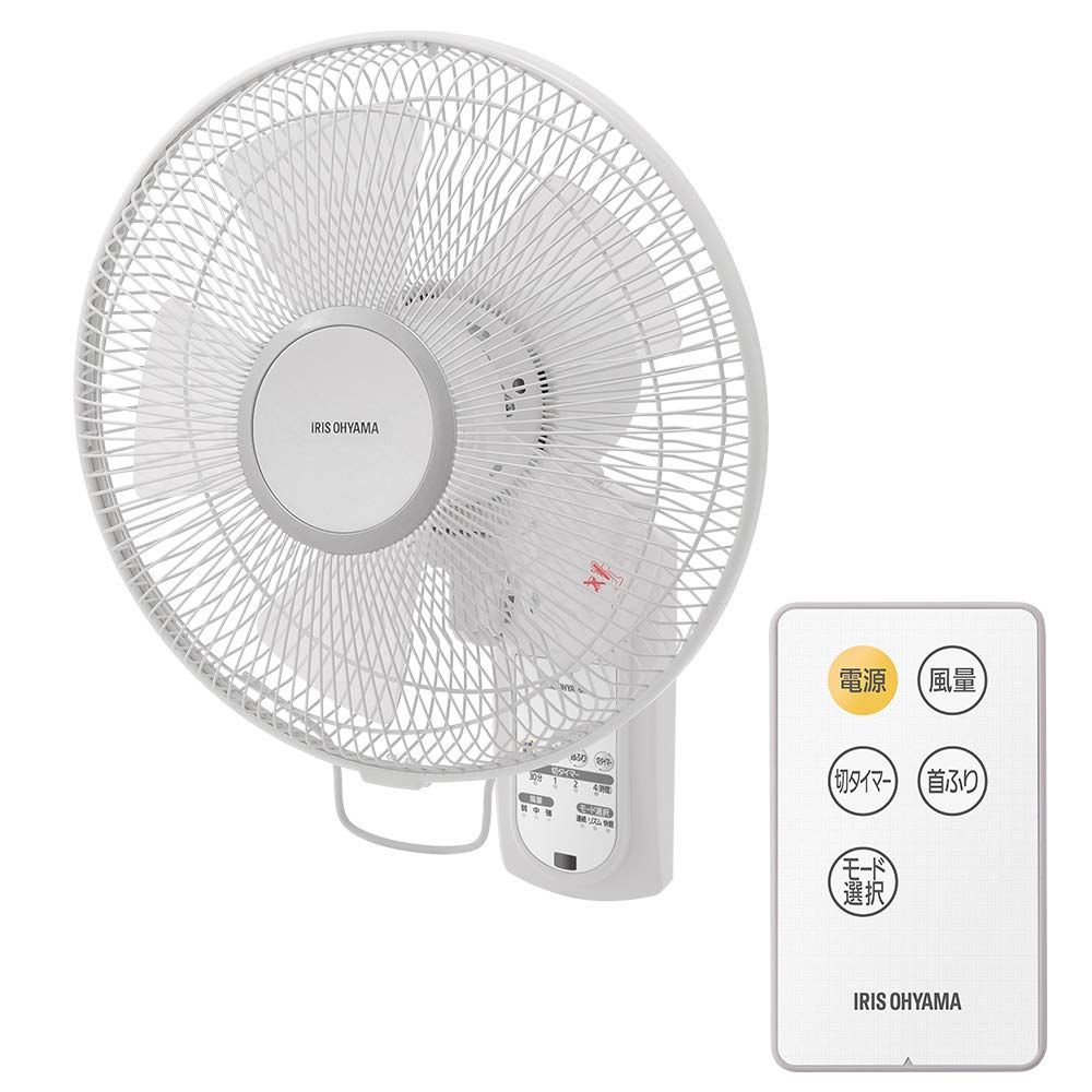 節電対策 アイリスオーヤマ 扇風機 壁掛け 首振り 風量3段階 リモコン付 タイマー付 リズム風 快眠モード マイコン式 ホワイト WFC-306