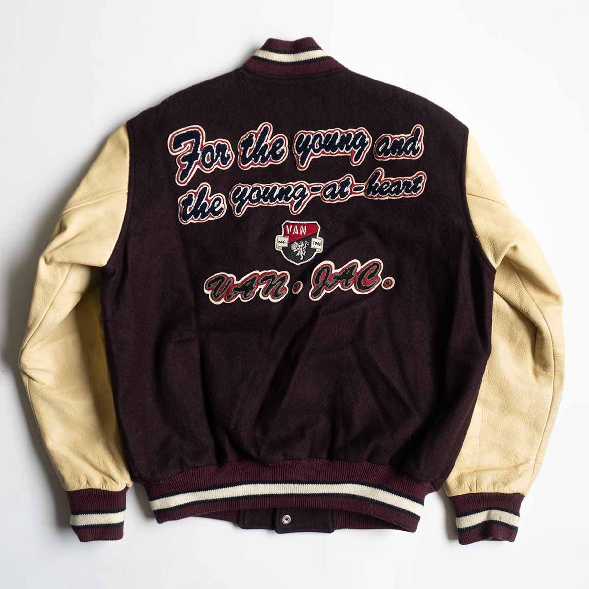 美品】 VAN JAC 【袖レザー スタジャン】L ヴァン ワッペン スタジアム  