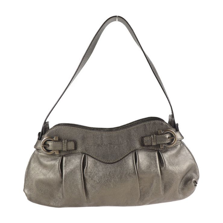 Salvatore Ferragamo サルヴァトーレ フェラガモ ガンチーニ  ショルダーバッグ 21 A855 レザー   ゴールド系   ハンドバッグ 【本物保証】 FERRAGAMO（フェラガモ） サルヴァトーレ SALVATORE FERRAGAMO