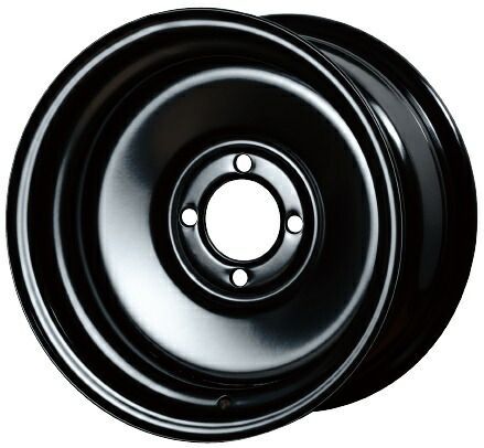 【K-BREAK】鉄珍 14inch 7.0J（7J × 14インチ) PCD100/4H inset +26 / ブラック【1本】段付ディープリム/スチールホイール　【代引不可】 旧車チック
