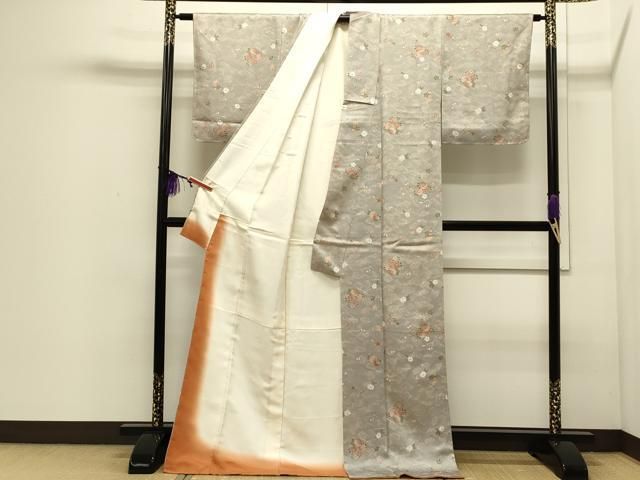 平和屋着物 上質な小紋 溢れ松葉舞蝶花文 金彩 正絹 逸品 CAAJ4624ev