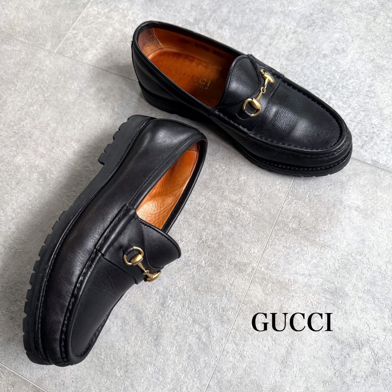 GUCCI グッチ ホースビットローファー レザー ブラック ゴールド金具