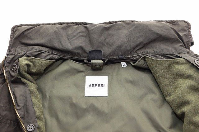 ASPESI アスペジ ナイロンジャケット XS カーキ 中綿ライナー アスペジ ⁄ ASPESI ⁄ M65型 ブルゾン ⁄ ナイロン ⁄ NEW MINI FIELD ⁄ 4ll117V006  カーキ⁄ネイビー⁄ブラック