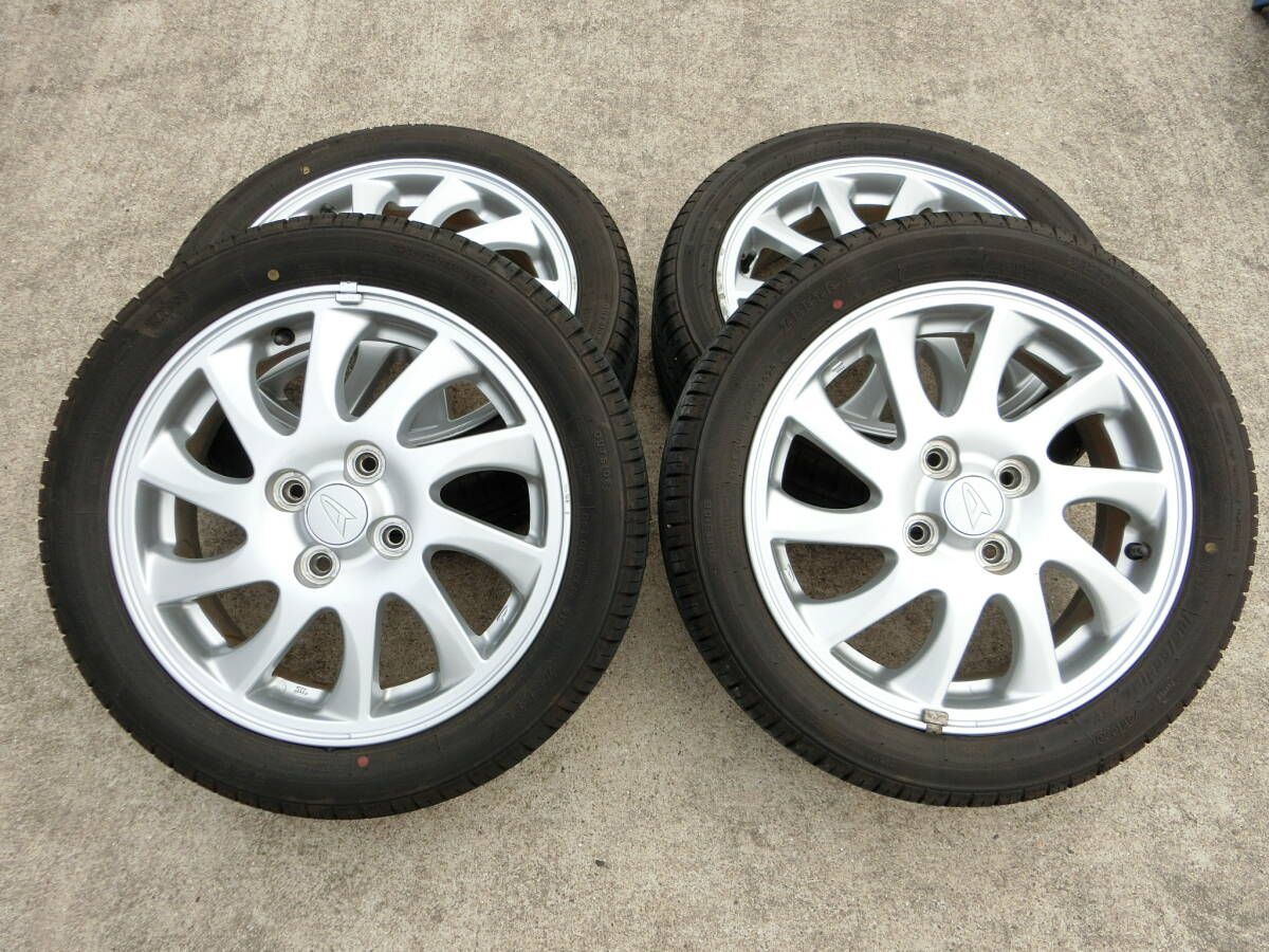 【送料込み】ダイハツ　純正ホイール・タイヤセット４本　165/55r15 736] ダイハツ純正 15インチ アルミホイール 4穴 4本セット 15×4.5J+45
