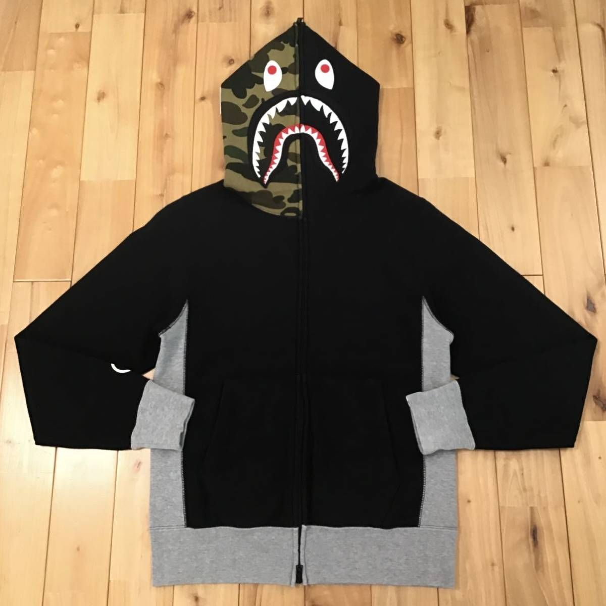 1st camo green × black シャーク パーカー Sサイズ shark full zip  