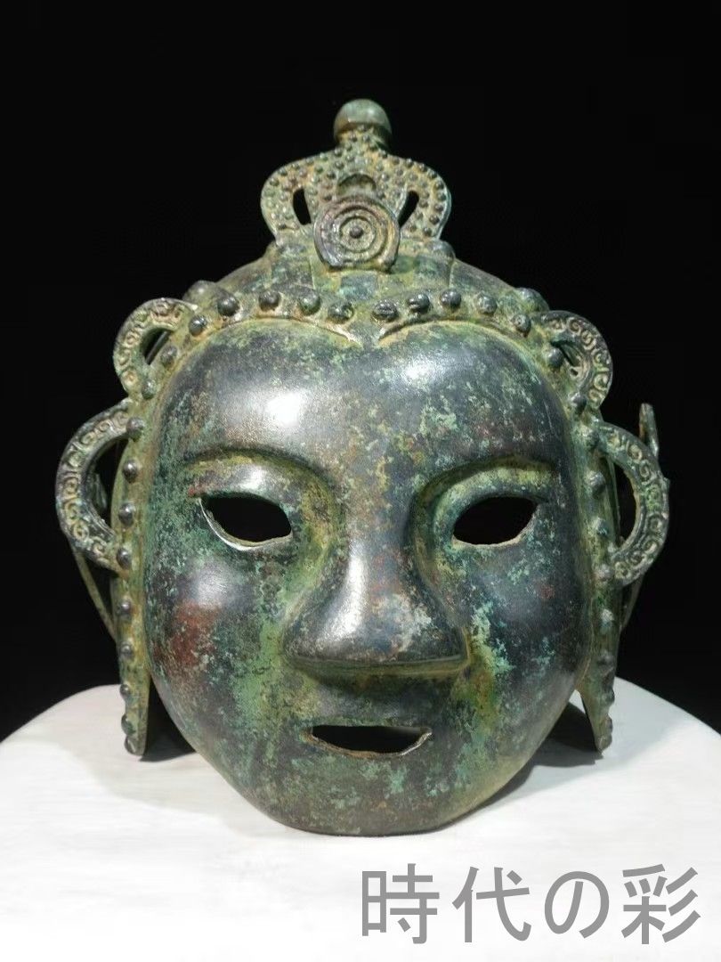 中国古美術 春秋青銅頭兜皇冠面具 軍事具 冠冑造形 彫刻藝術 骨董 春秋 青銅器 頭兜 冠冑 面具 軍事具 春秋戦国 美術工芸 彫刻藝術 R07071228