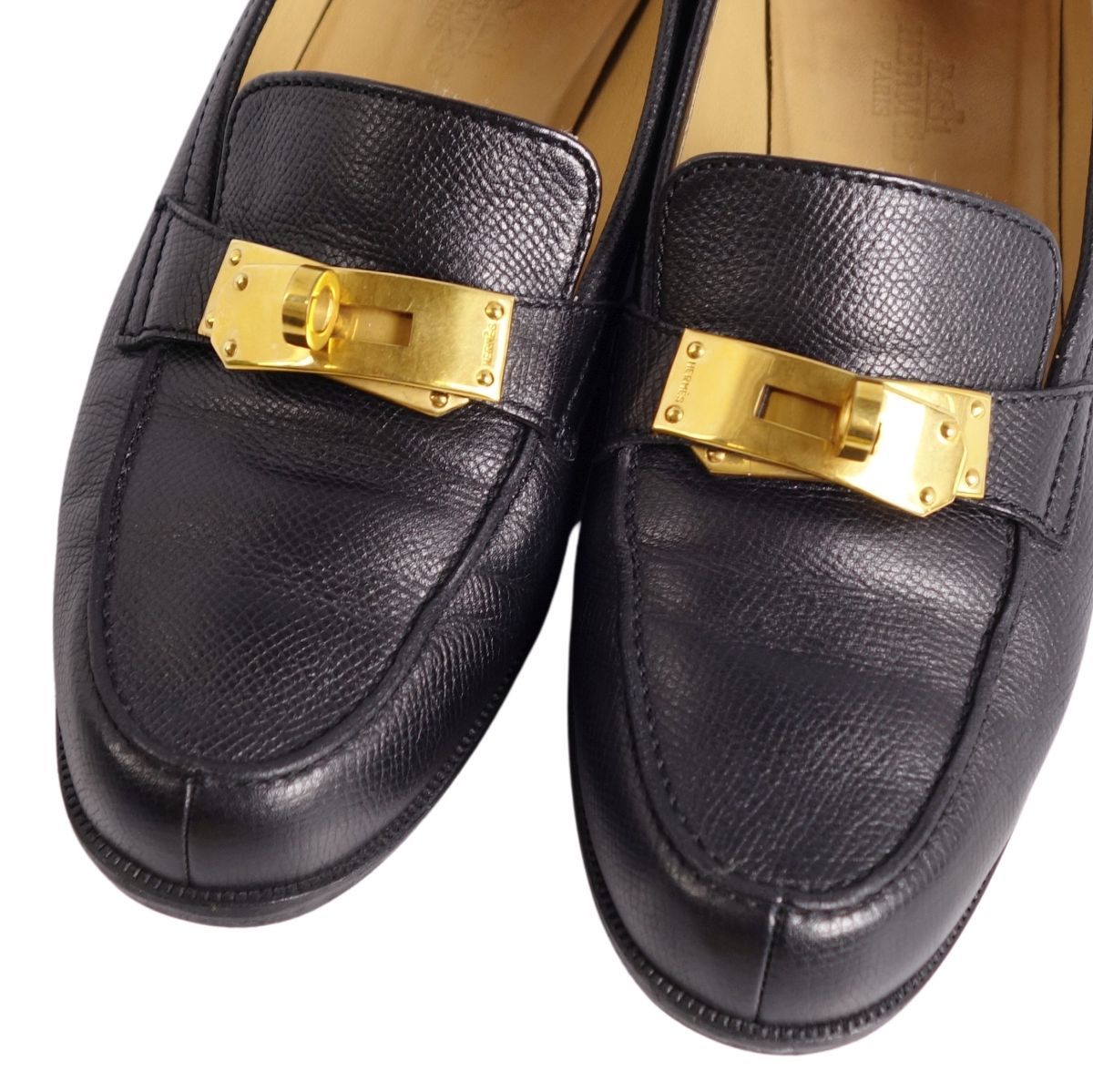 美品 エルメス HERMES ローファー モカシン デスタン ケリー金具