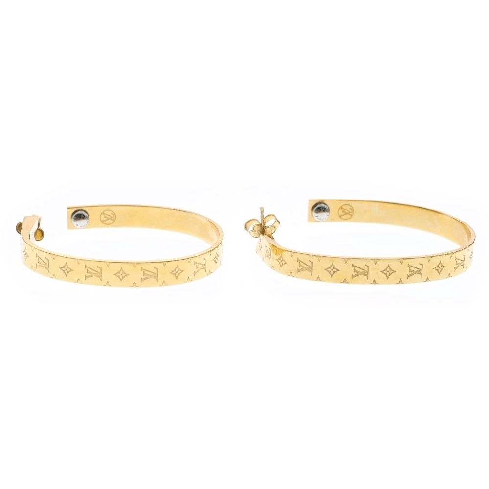 ◇ルイヴィトン◇M00220 ナノグラム フープ ピアス ゴールド ブランド LOUIS VUITTON (ルイヴィトン) ナノグラムフープピアス M00220
