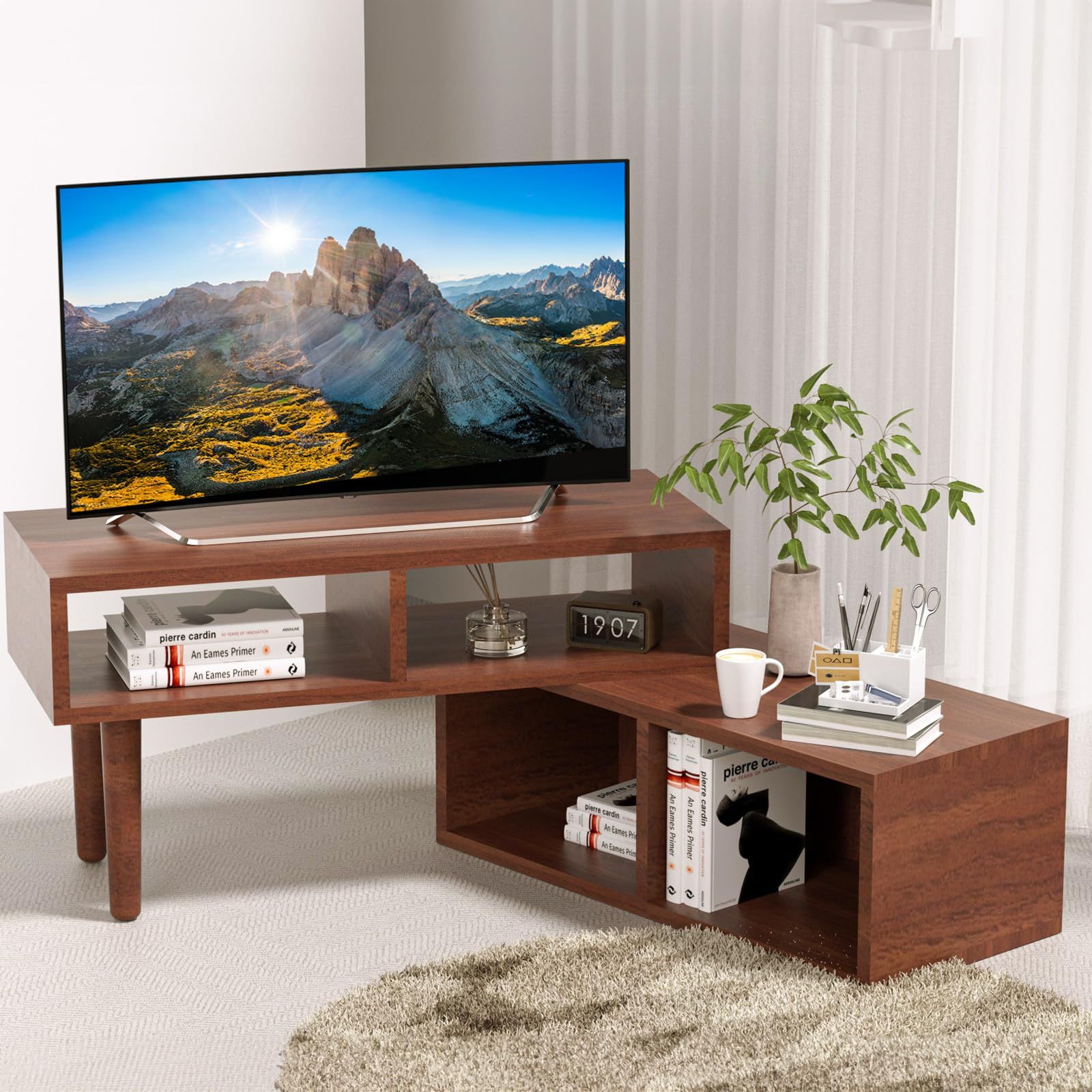 商品 角度調整 コーナー 32～4V型対応 家具 オープン収納 オープン収納 簡単組立 テレビボード テレビボード 伸縮 テレビラック tks-yy6-br tv台 ローボード アドアプステレビ台