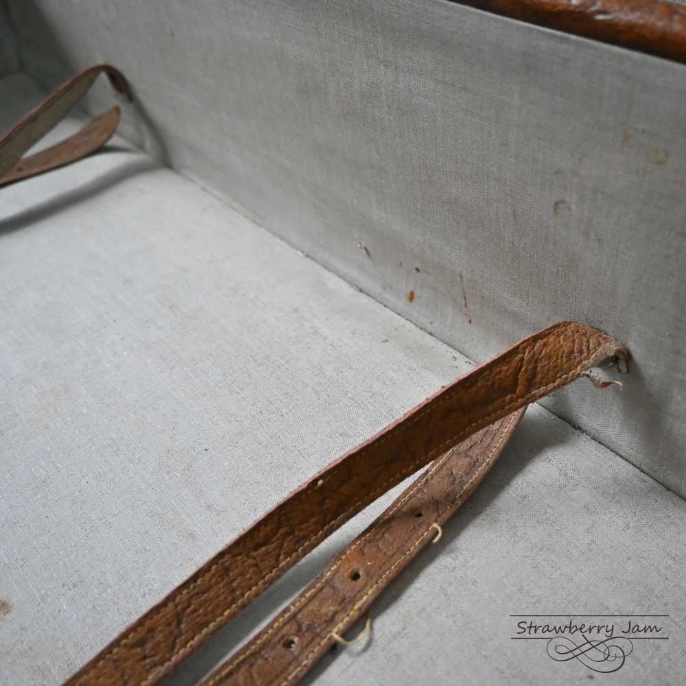 L3612-99-9 英国アンティーク トランク レザー 収納 かばん イギリス