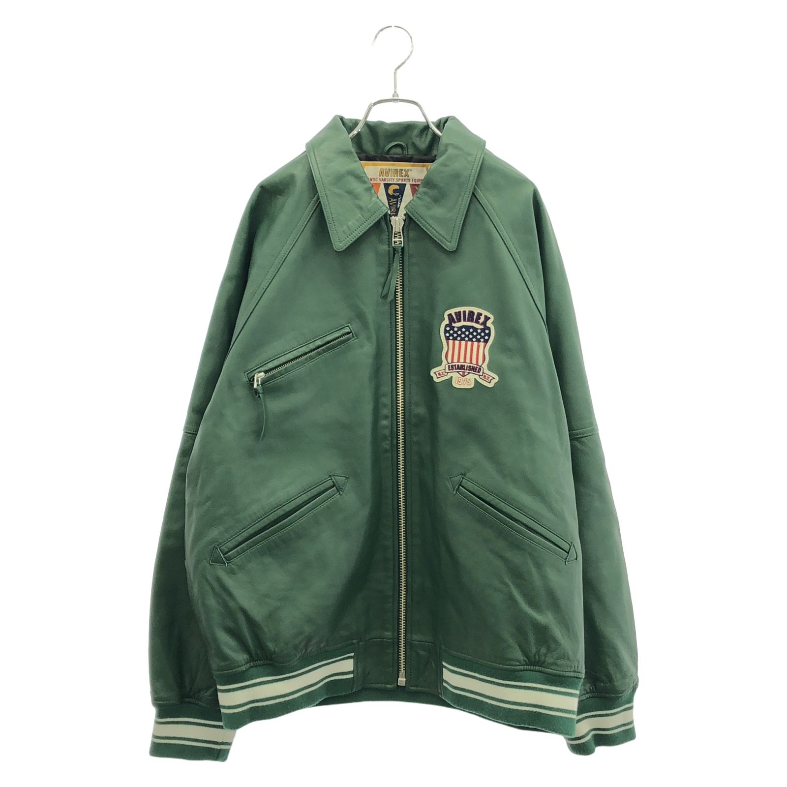 未使用品 AVIREX レザージャケットバーガンディ アヴィレックス AVIREX 革ジャン レザーバーシティジャケット