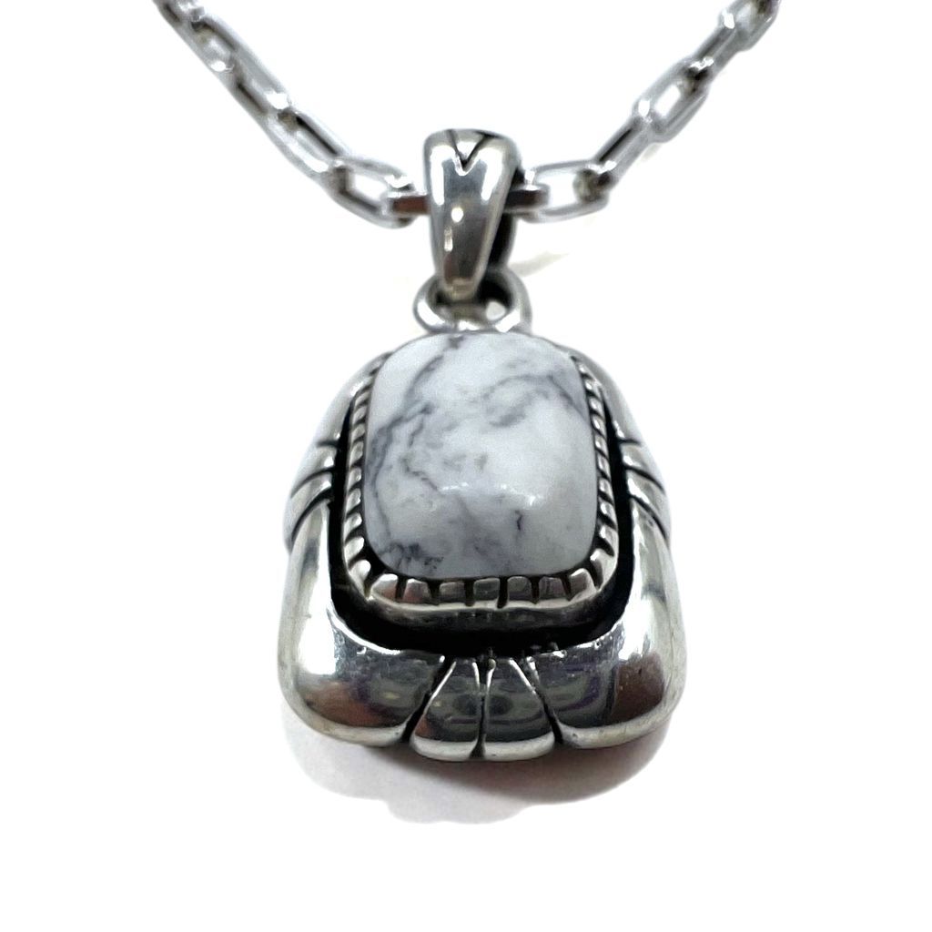 ビンテージ インディアンジュエリー silver シルバー ターコイズ 約37g Vintage White Turquoise Pendant Necklace インディアン