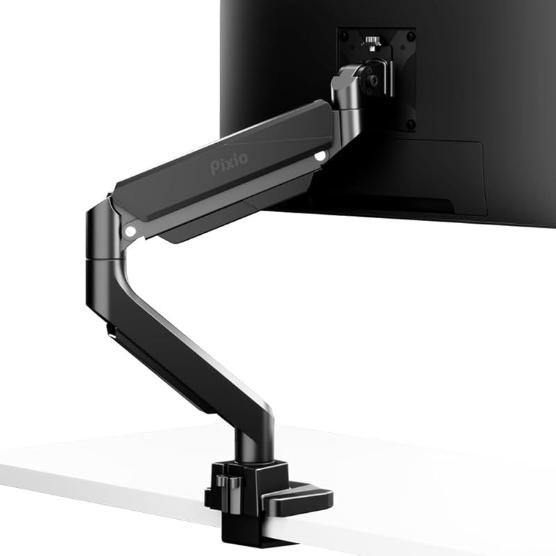 Pixio PS2S モニターアーム シングル 黒 17-49インチ対応 耐荷重2-18kg クランプ グロメット ブラック 1