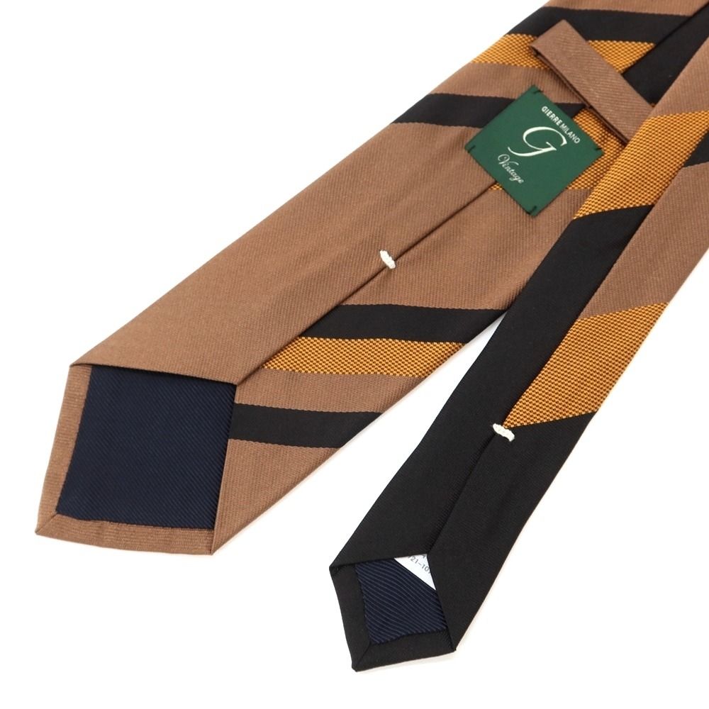 GIERRE MILANO Vintage パネルストライプシルクタイ GIERRE MILANO Vintage パネルストライプシルクタイ