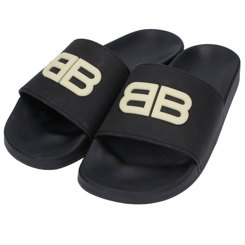 逆輸入 BALENCIAGA BBロゴ サンダルバレンシアガシャワーサンダル黒 靴
