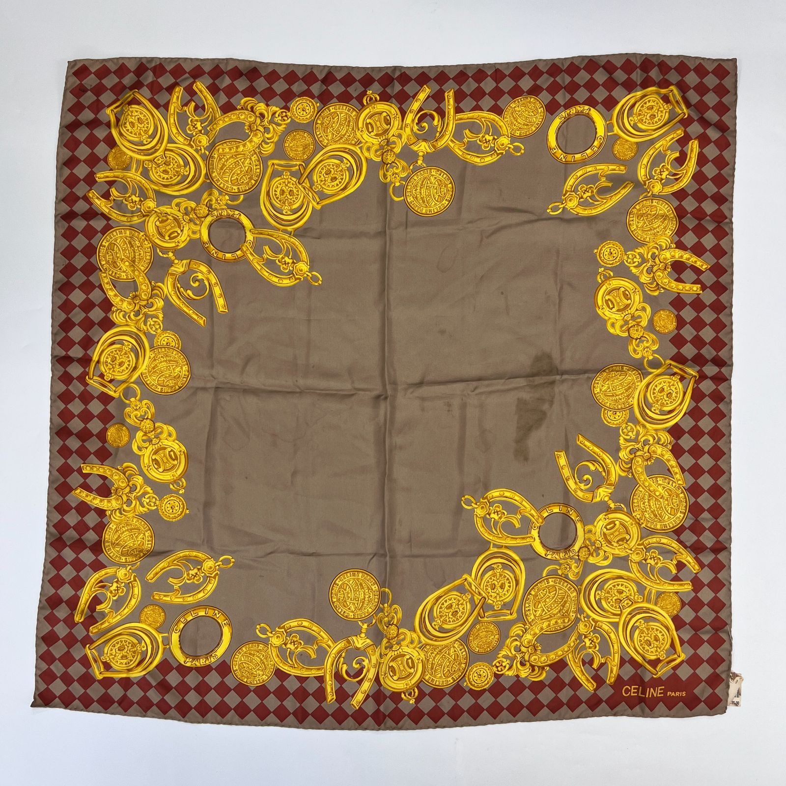 中古】CELINE セリーヌ アクセサリー スカーフ シルク マルチカラー  